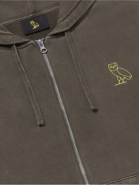 OVO Muskoka Garment Dyed Full-Zip Hoodie in Brown | October’s Very Own